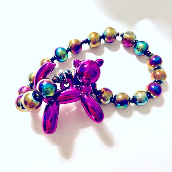 Purple Toyland Kitty Cat Balloon Stretch Bracelet - Picture 6 of 7